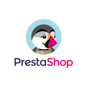 PrestaShop logo, an open-source eCommerce platform for online stores.
CMS-systemen